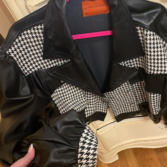 COPY - Emily in parks inspired houndstooth leather balloon sleeve cropped jacke… - Picture 4 of 7